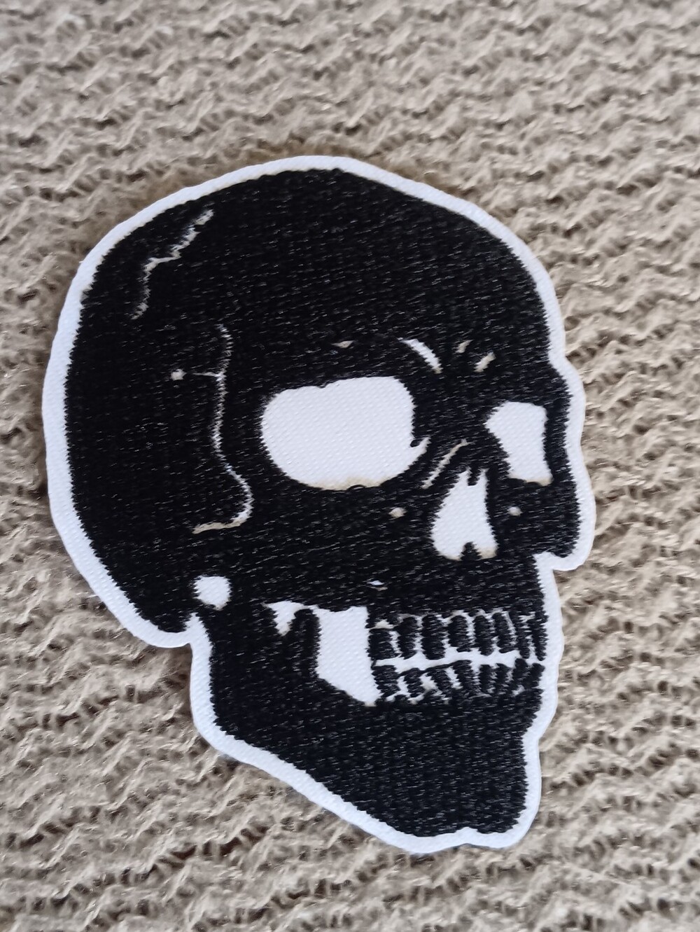 Black Skull Iron On Jacket Patch, Goth Punk Horror Applique